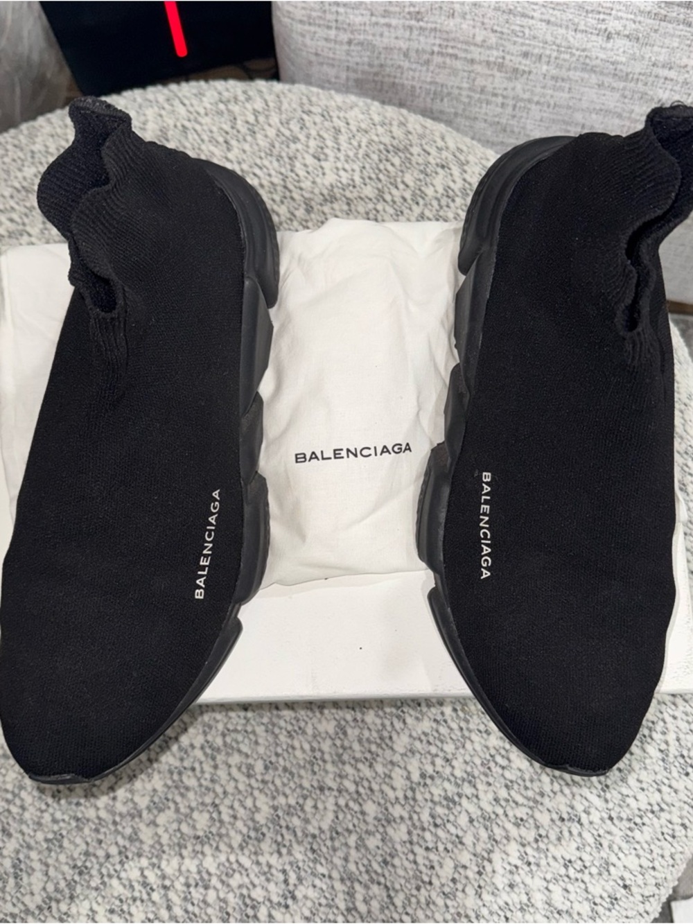 Balenciaga Black Knit Speed Trainer Sock Sneakers size 45